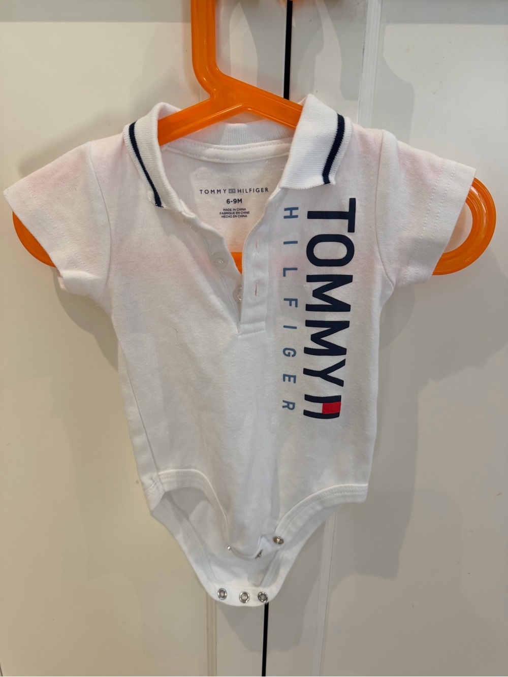 Tommy Hilfiger 6-9m White Polo Baby One-Piece